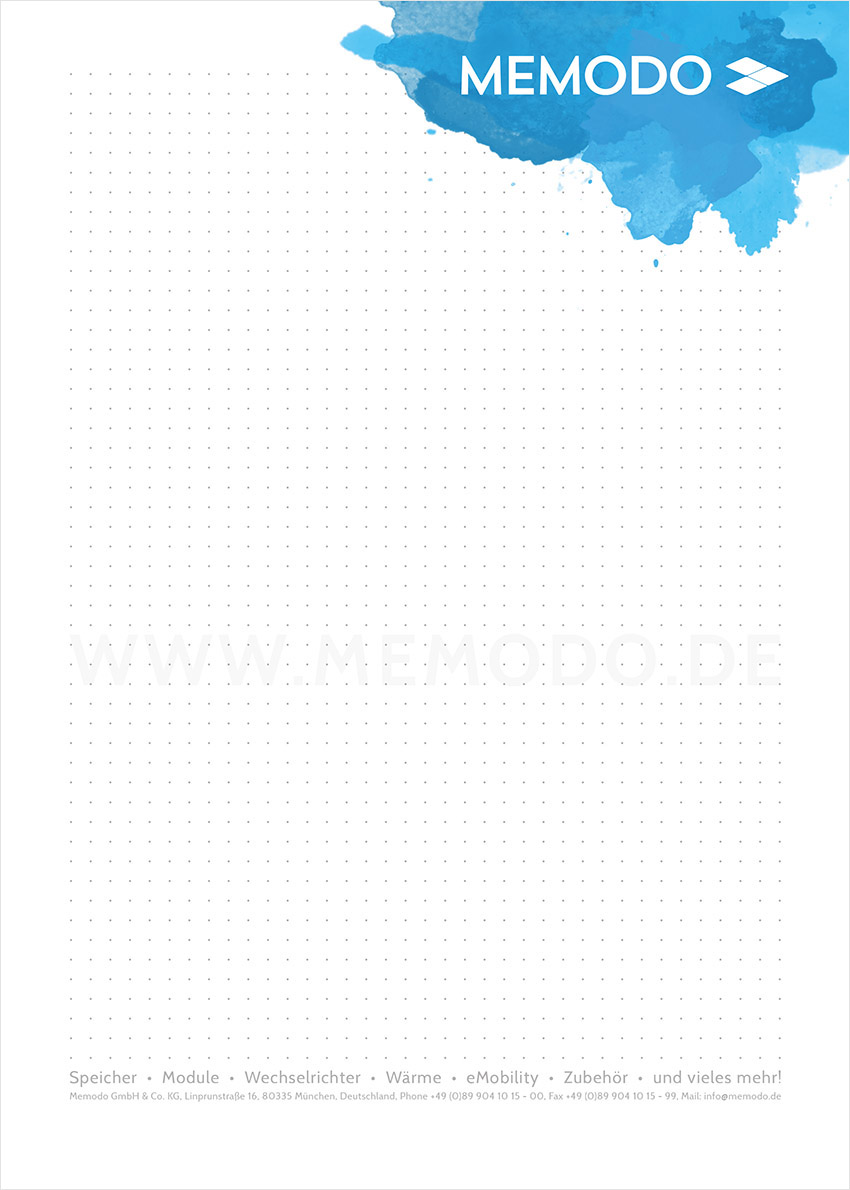 Schreib- Notitzblock in DinA4 für Geschaeftskunden - Kommunikationsdesign, Grafikdesign und digitale Illustration für die Firma Memodo in München von Grafiker Markus Wülbern